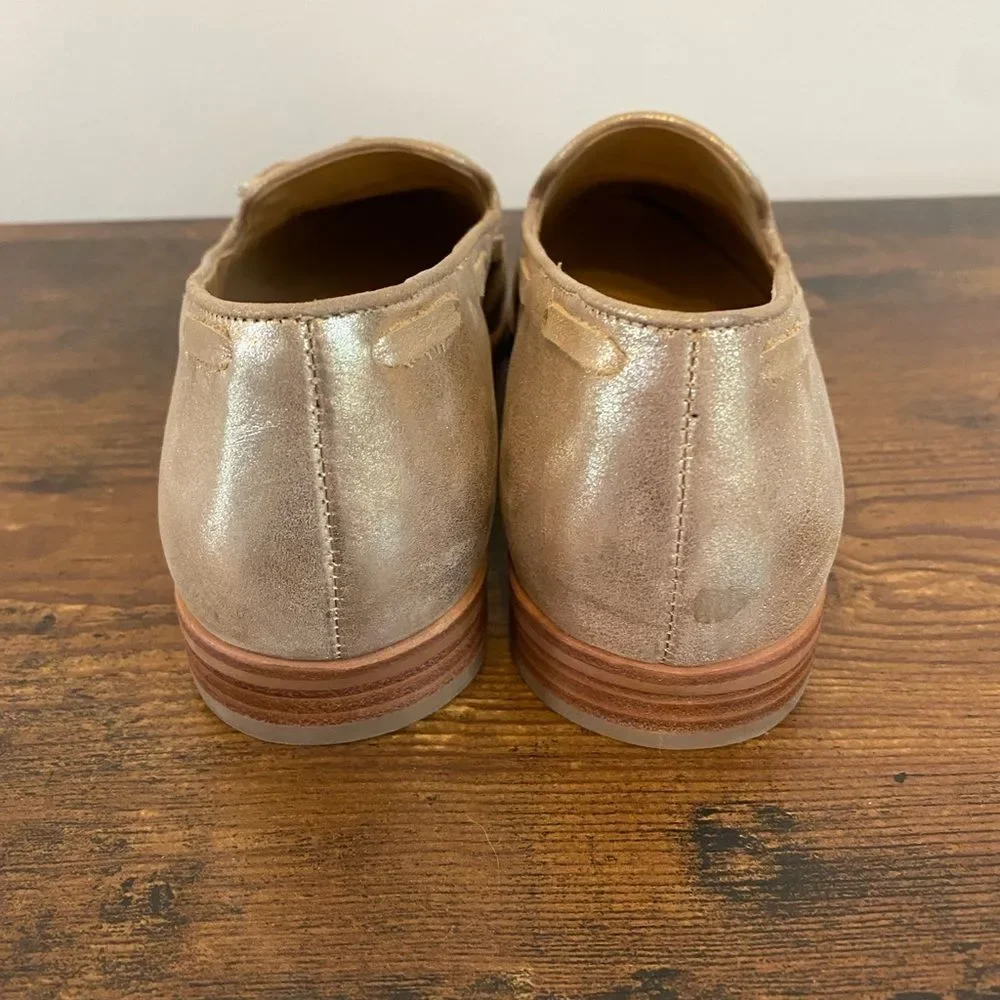 Talbots Leighton Tassel Loafers in Metallic Suede - Size 6.5